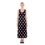 Polka Dots - Light Pink on Black Full Print Maxi Dress
