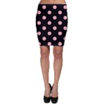 Polka Dots - Light Pink on Black Bodycon Skirt