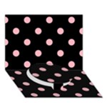 Polka Dots - Light Pink on Black Circle Bottom 3D Greeting Card (7x5)