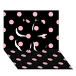 Polka Dots - Light Pink on Black Clover 3D Greeting Card (7x5)