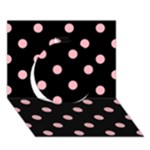 Polka Dots - Light Pink on Black Circle 3D Greeting Card (7x5)
