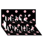 Polka Dots - Light Pink on Black Best Wish 3D Greeting Card (8x4)