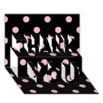 Polka Dots - Light Pink on Black THANK YOU 3D Greeting Card (7x5)