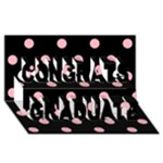 Polka Dots - Light Pink on Black Congrats Graduate 3D Greeting Card (8x4)