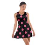 Polka Dots - Dark Pink on Black Cotton Racerback Dress