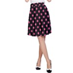 Polka Dots - Dark Pink on Black A-Line Skirt