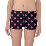 Polka Dots - Dark Pink on Black Boyleg Bikini Bottoms