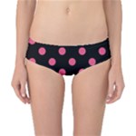 Polka Dots - Dark Pink on Black Classic Bikini Bottoms