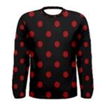 Polka Dots - Dark Candy Apple Red on Black Men s Long Sleeve T-shirt
