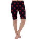 Polka Dots - Dark Candy Apple Red on Black Cropped Leggings