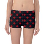 Polka Dots - Dark Candy Apple Red on Black Boyleg Bikini Bottoms