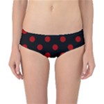 Polka Dots - Dark Candy Apple Red on Black Classic Bikini Bottoms