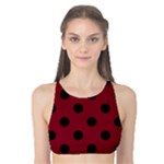 Polka Dots - Black on Burgundy Red Tank Bikini Top
