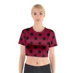 Polka Dots - Black on Burgundy Red Cotton Crop Top