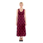 Polka Dots - Black on Burgundy Red Full Print Maxi Dress