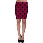 Polka Dots - Black on Burgundy Red Bodycon Skirt