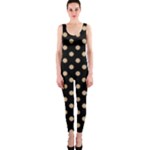 Polka Dots - Tan Brown on Black OnePiece Catsuit