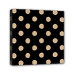 Polka Dots - Tan Brown on Black Mini Canvas 6  x 6  (Stretched)