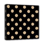 Polka Dots - Tan Brown on Black Mini Canvas 8  x 8  (Stretched)