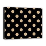 Polka Dots - Tan Brown on Black Canvas 14  x 11  (Stretched)