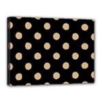 Polka Dots - Tan Brown on Black Canvas 16  x 12  (Stretched)