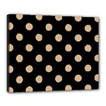 Polka Dots - Tan Brown on Black Canvas 20  x 16  (Stretched)