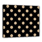 Polka Dots - Tan Brown on Black Canvas 24  x 20  (Stretched)