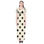 Polka Dots - Black on Cornsilk Yellow Short Sleeve Maxi Dress