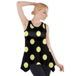 Polka Dots - Pastel Yellow on Black Side Drop Tank Tunic
