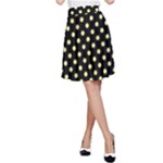 Polka Dots - Pastel Yellow on Black A-Line Skirt