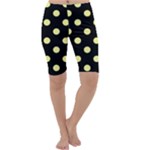 Polka Dots - Pastel Yellow on Black Cropped Leggings