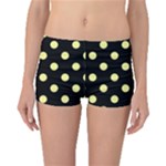 Polka Dots - Pastel Yellow on Black Boyleg Bikini Bottoms