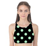 Polka Dots - Mint Green on Black Tank Bikini Top