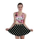 Polka Dots - Mint Green on Black Mini Skirt