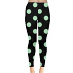 Polka Dots - Mint Green on Black Women s Leggings