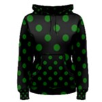 Polka Dots - Dark Green on Black Women s Pullover Hoodie
