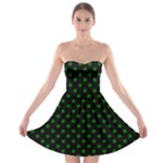 Polka Dots - Dark Green on Black Strapless Bra Top Dress