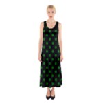 Polka Dots - Dark Green on Black Full Print Maxi Dress