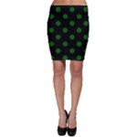 Polka Dots - Dark Green on Black Bodycon Skirt