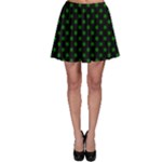 Polka Dots - Dark Green on Black Skater Skirt
