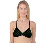 Polka Dots - Dark Green on Black Reversible Tri Bikini Top