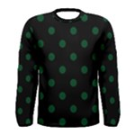 Polka Dots - Forest Green on Black Men s Long Sleeve T-shirt