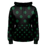 Polka Dots - Forest Green on Black Women s Pullover Hoodie