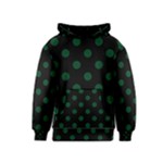 Polka Dots - Forest Green on Black Kid s Pullover Hoodie