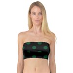 Polka Dots - Forest Green on Black Bandeau Top