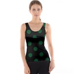 Polka Dots - Forest Green on Black Tank Top
