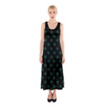 Polka Dots - Forest Green on Black Full Print Maxi Dress