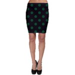 Polka Dots - Forest Green on Black Bodycon Skirt