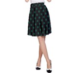 Polka Dots - Forest Green on Black A-Line Skirt