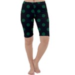 Polka Dots - Forest Green on Black Cropped Leggings